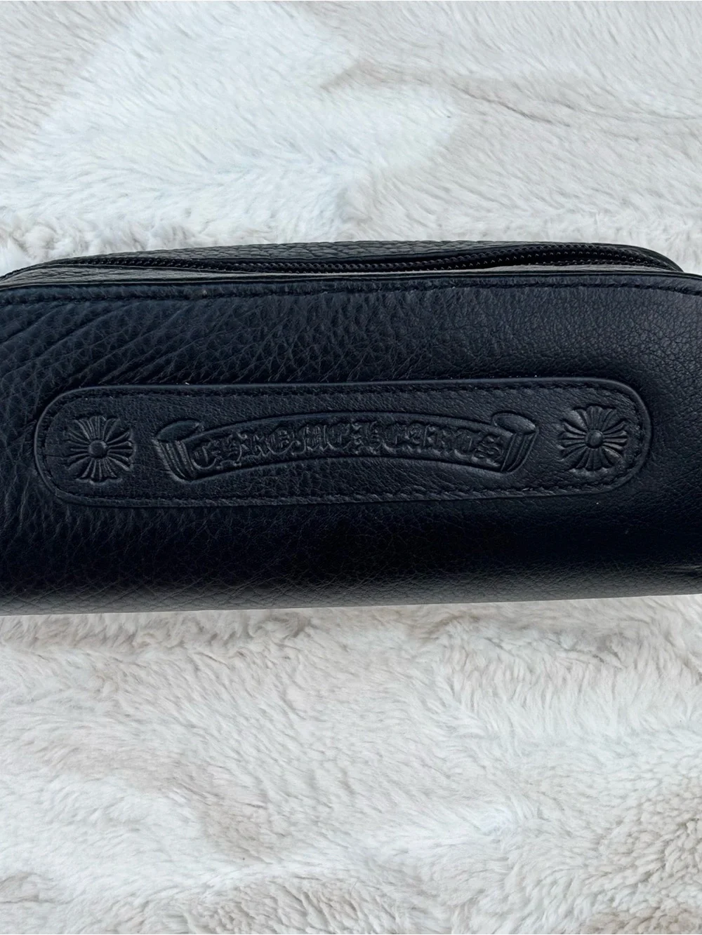Chrome Hearts Black Leather Sunglass Case W/Card Holder